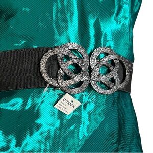Chico’s NWT Hammered Silver Interlocking Circle Stretch Belt Boho Chic M